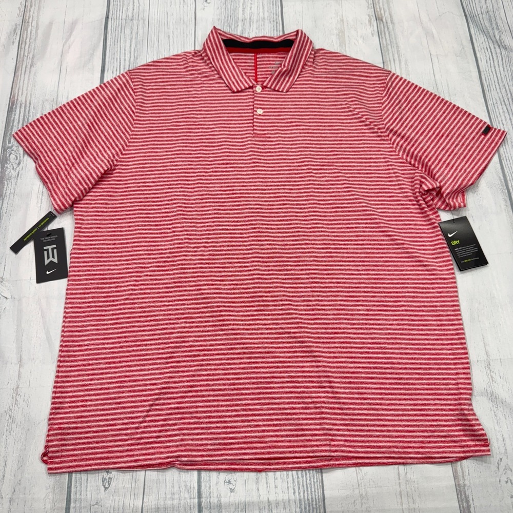 NWT Nike Tiger Woods Collection Golf Polo Shirt 2XL Pink‎ UV Protection Mens